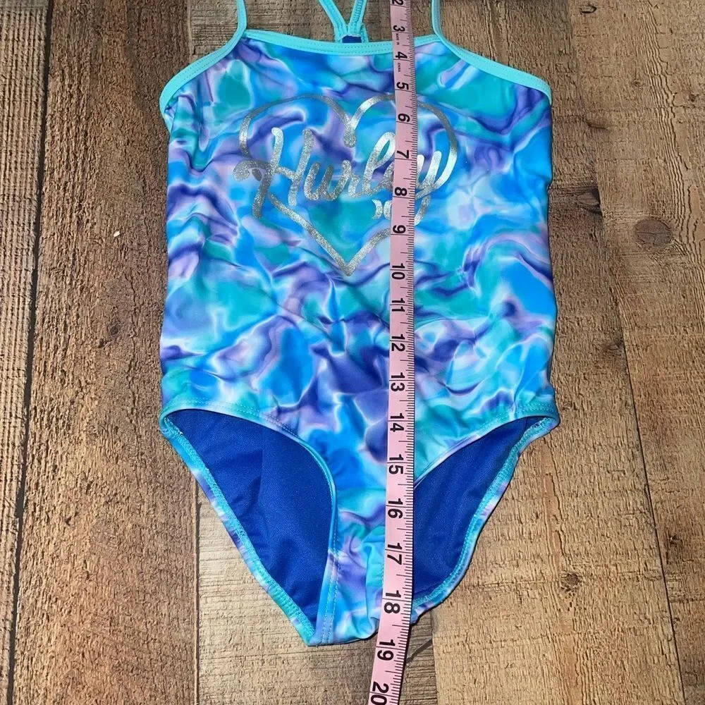 Hurley Girls Youth One-Piece Water Color Swimsuit UPF 50+ 5/6.